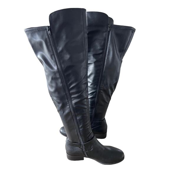 STYLE & CO WOMENS 'CHARLAA' BUCKLED OVER-THE-KNEE BLACK SMOOTH BOOTS SIZE 6M NEW - Picture 7 of 12